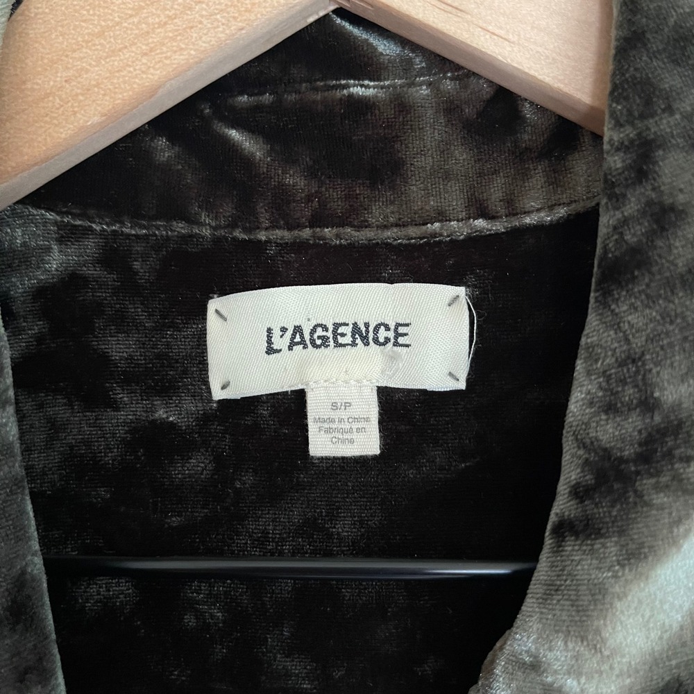 L'Agence Cameron Velvet Maxi Shirt Dress Green Size Small Long Sleeve Chic Sexy - Picture 8 of 16